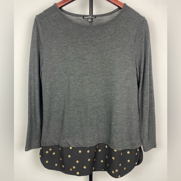 J. Crew Mercantile Gray Black Long Sleeve Layered Tunic Sweater Top - Picture 1 of 6
